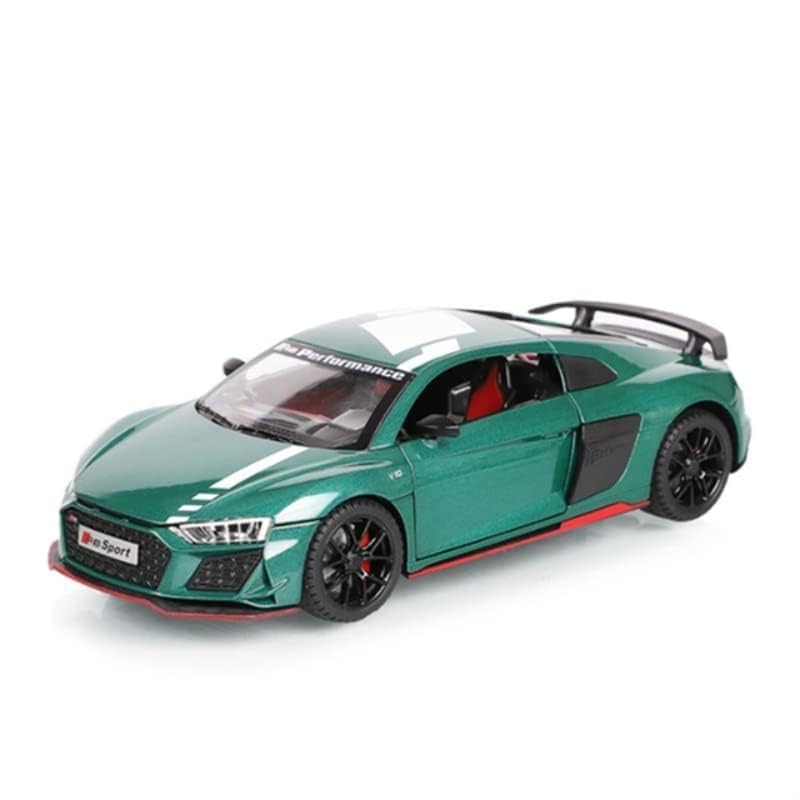 Image of Scale Exclusive Alloy Metal Pull Back | Die-cast Car Model with Sound Light Mini Auto Toy for Kids Metal Model Toy Car with Sound and Light (1.24 Scale -DC AODI R8 V10-GREEN)