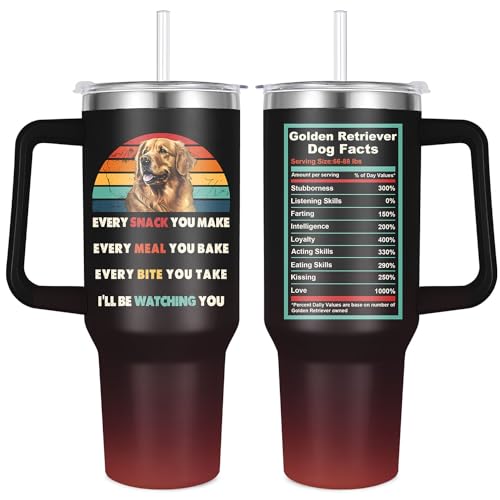 Golden Retriever Tumbler for Dog Owner Gift, Water Bottle With Ha...