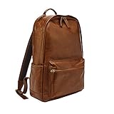 Fossil Men's Buckner Leather Travel Backpack Bag, Cognac