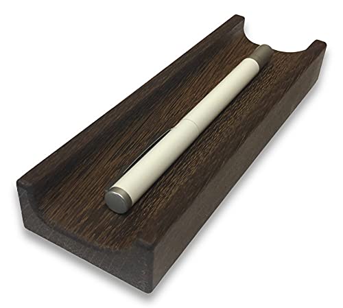 BUNBAN Edle Stiftablage aus Massivholz Stiftschale für Schreibtisch 17 x 5,5 x 2,5 cm (Räuchereiche) Cover