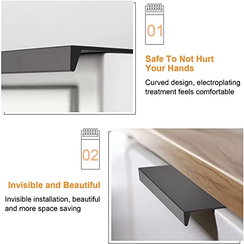 MOROBOR Black Mini Finger Edge Pull, 8pcs Concealed Handle Modern Style Drawer Handle - Image 4