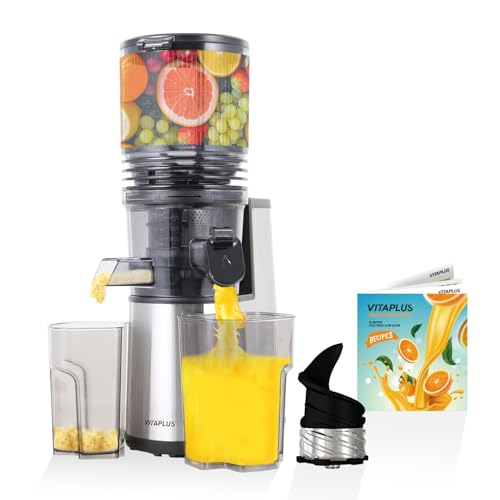 Cold Press Juicer, Upgraded AC Motor Masticating Juicer, Never Wears Stainless Steel Auger, BPA-FREE Slow Juicing Extractor Machine with Easy Clean 5.8" Feeding Chute for Whole Vegs and Fruits