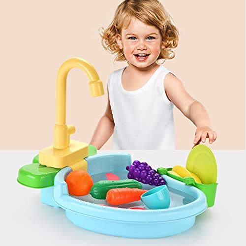IHEHUA Waschbecken, Spielküche, elektrisch, vorgetäuscht, Geschirrspüler mit laufendem Spielzeug, Wassererziehung Baby… – Bild 6