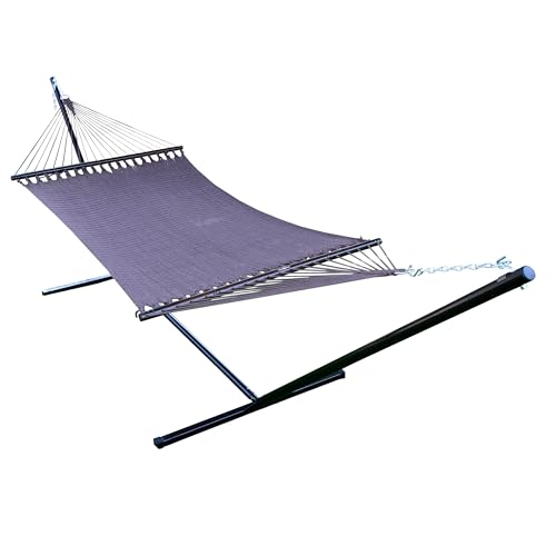 Algoma Net Company Caribbean Rope Spreader Bar Hammock with Steel Stand, Brown/Bronze