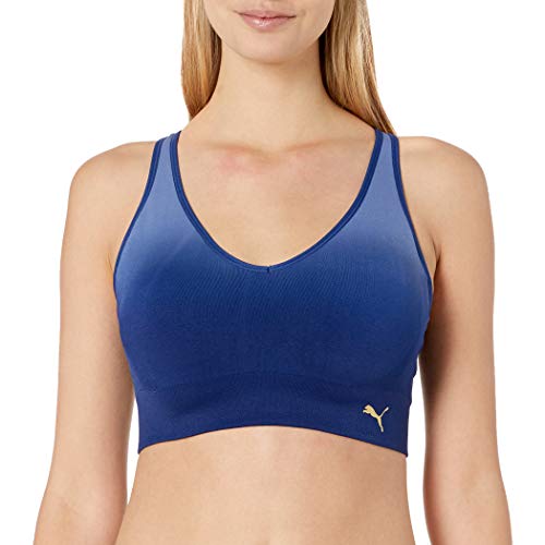 PUMA Women's Women's Seamless Ombre Star Bra Bra, Blue Depths, Extra Large