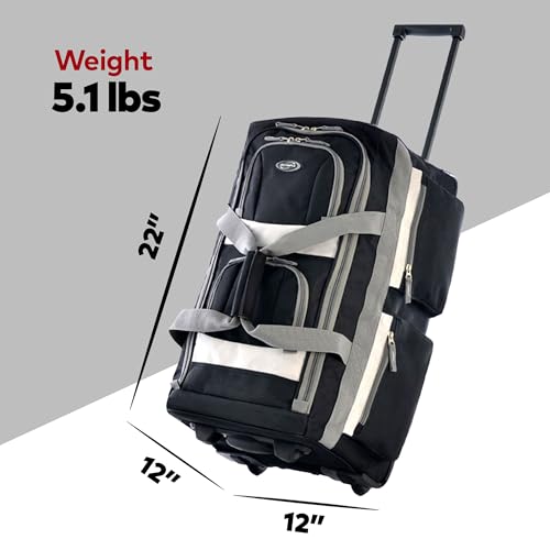 Olympia U.S.A. SRD-22-BK Inch Carry On 8 Pockets Wheeled Rolling Duffel Bag Water Resistant Luggage Lightweight Travel Suitcase thumb #1