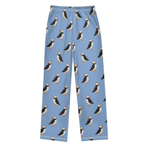 Puffins Blue Pattern Pajama Pants Soft PJ Bottoms Lounge Pants for Sleepwear Sport Size 6-14 Years2