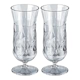 Koziol Superglas Club No. 17 - Juego de 2 vasos de cóctel y bebidas largas, 400 ml, de plástico transparente, irrompibles, reutilizables, para fiestas, camping, 2 unidades (gris claro de lujo)