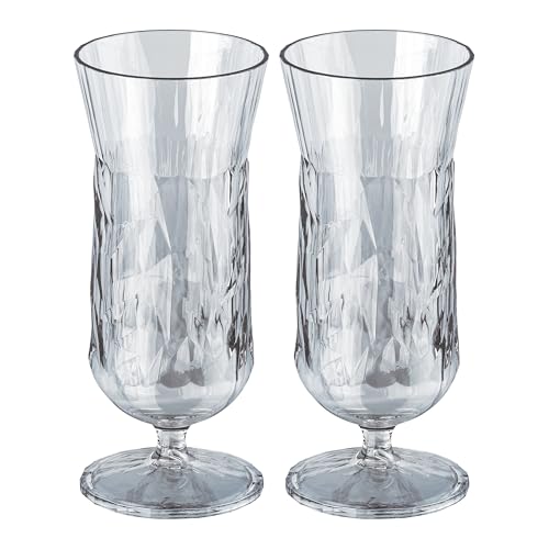 Koziol Superglas Club No. 17, 2 pièces, 400 ml, verre à cocktail & long drink en plastique cristallin, luxueux, incassable, réutilisable, fête, camping, set de 2 pièces