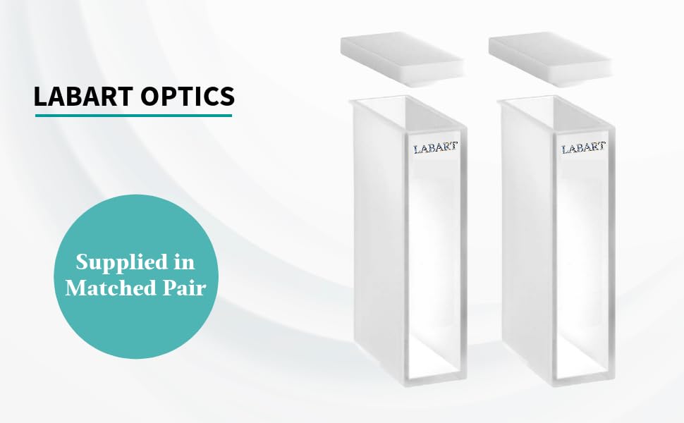 Image of LABART Glass Cuvette (Pathlength: 20mm, Volume: 7 ml with PTFE Cover, Spectrophotometer) Set of 2 Pcs with Transmission Certificate