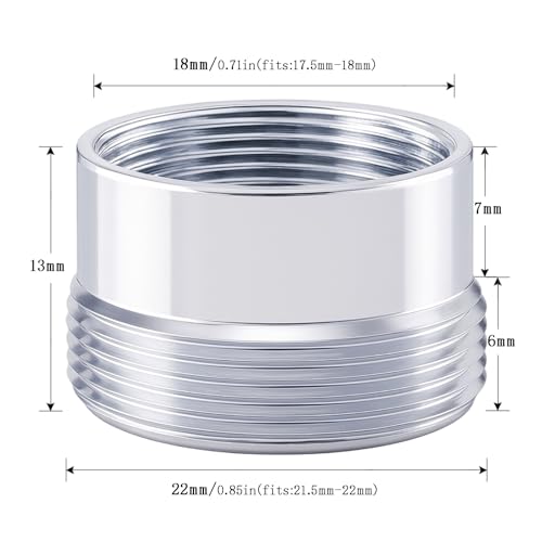XNTONG Faucet Aerator Adapter - M18 Female to M22 Male Adapter, Chrome Brass Faucet Adapter, for Kitchen and Bathroom Faucet Adapter Kit Connection (F18-M22)