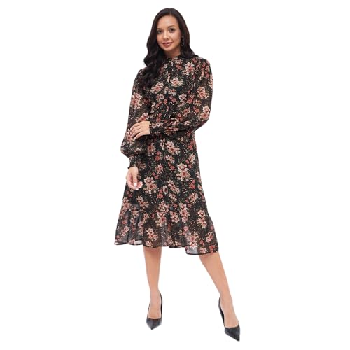 Image of Kibo Women's Georgette Floral Button Down Shirt Dress