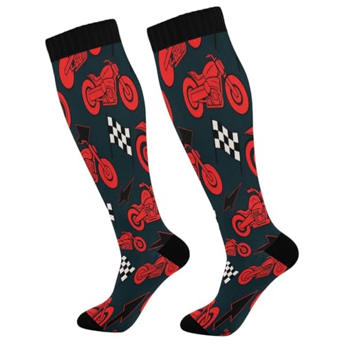 Slewiaeky Car Motorcycle Skinny Vehicle Compression Sock for Women Men Knee High Socks for Nurses Running Hiking 1 Pair