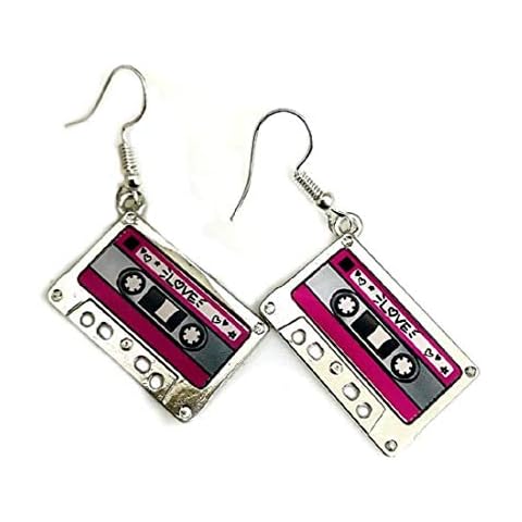 Cassette Tape Earrings 80s 90s Funky Cute Kitsch Retro Cool Fun Novelty xx Cover