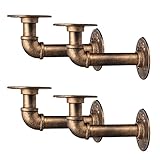 PARANTA Industrial Pipe Bracket Set of 4, Vintage Black Iron Wall Mount Pipe Shelving Bracket, Rusti