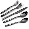Wave Matte Black 20 Piece Silverware Set Stainless Steel Flatware Set Forged Cutlery Set Matte Finishing Dishwasher Safe Service for 4