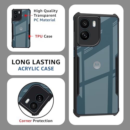 Image of CEDO Backcover for Motorola Moto G06 Power /Moto G06 | Camera Protection Shockproof Bumper-Edge | Acrylic Crystal Clear 360 Degree Protection TPU+PC | Transparent Eagle Back Case Cover (Black)