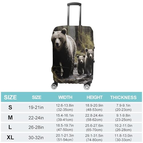 Mother Bear And Her Luggage Covers Elastic Suitcase Cover Protector Cute Travel Suitcase Protector Anti-scratch Fits 19-32 Inch Luggage L2