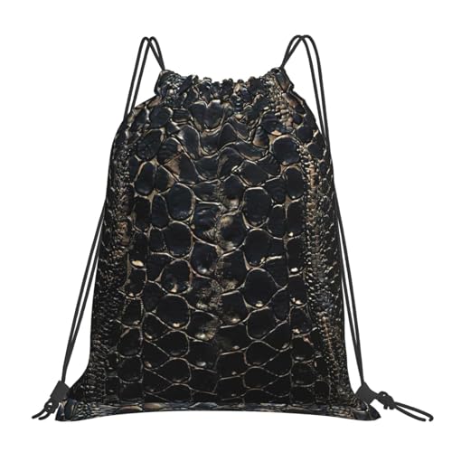 SHuWeiD Mochila con cordón con estampado de piel de serpiente, mochila casual con cordón, bolsa deportiva y fitness, color blanco, talla única, Blanco, talla única