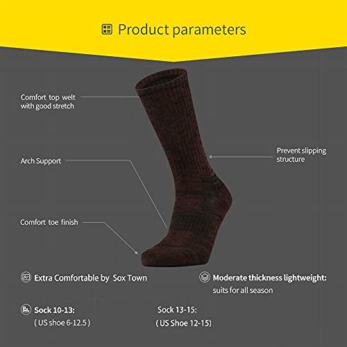 Sox Town Unisex Cushion Crew Training Athletic Socks Men & Women With Combed Cotton Moisture Wicking Breathable Performance(Coffee L) #TOP4