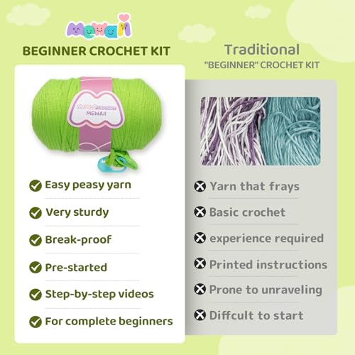 Image of Mewaii Crochet Kit for Beginners,9PCS Crocheting Plant Kit with Step-by-Step Video Tutorial,DIY Easy Knitting Kit with 40% Extra Peasy Yarn for Adults & Kids