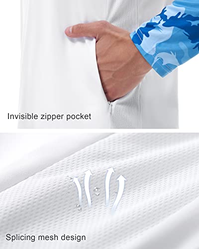 Image of FISHEAL UPF 50+ UV Sun Protection with Zip Pocket - Fishing Shirts for Men Long Sleeve Mesh Sides Performance Shirt