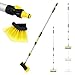 Produktbild ECD Germany Autowaschbürste mit Teleskopstiel von 130-300 cm ausziehbar, mit An/Aus Schalter, weiche Borsten, Aluminium Auto Waschbürste für Wohnmobil LKW Kfz Boot, Reinigungsbürste mit Langer Griff
