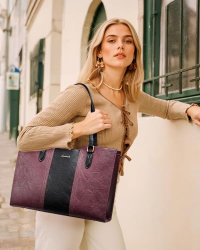 Image of LOVEVOOK Laptop Bag for Women - Waterproof Work Bag for Women & Vintage Laptop Tote Purse with Wristlet