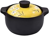 Huoo Kasserollen Keramik Kasserolle Gesundheitssuppentopf, Milchdessert Kocher Reis Hitzebeständiger Eintopftopf, Offenes Feuer Universal (Color : Yellow, Size : 5.5 Litre)
