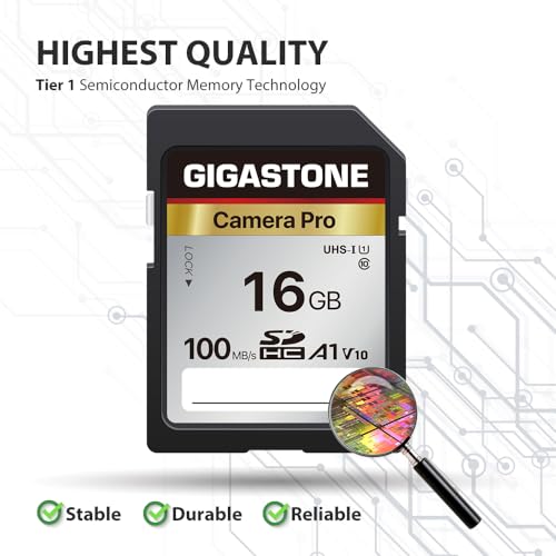 Image of Gigastone 16GB SD Card 5 Pack, V10 SDHC Memory Card High Speed Full HD Video Compatible with Canon Nikon Sony Pentax Kodak Olympus Digital Camera