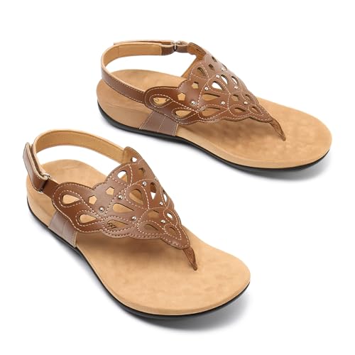 Image of Athlefit Orthopedic Sandals for Women Summer Adjustable Orthotic Thong Sandals with Arch Support