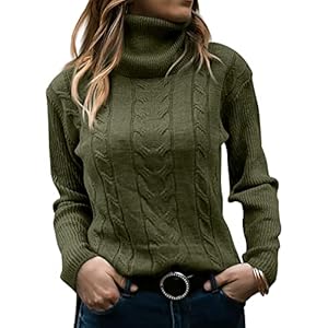 GeGekoko Pullover Damen Rollkragenshirt Cable Knit Elegant Langarm Tops Lose Grobstrick Casual Weich Jumper Sweater