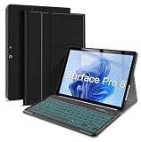 XIWMIX Microsoft Surface Pro 8 Case with Keyboard 2021, 7-Color Backlight Magnetic Detachable Wireless Bluetooth Keyboard with Slim Lightweight Protective Cover Case for Surface Pro 8 13' 2021 Tablet