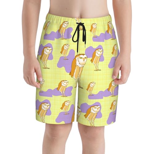 Standing Owl Youth Beach Pants, Soft and Breathable, with Drawstring Waist, Suitable for Sports and Leisure.3