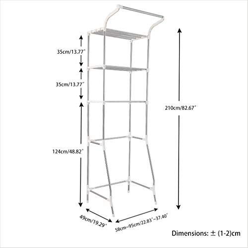 Hershii 3-Tier Laundry Room Shelf Over The Toilet/Washing Machine Storage Rack Bathroom Organizer Stand Adjustable Space Saver Shelving Units With Clothes Hanging Rod - Ivory #TOP4
