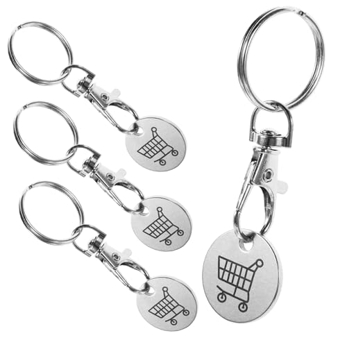 Homoyoyo 4pezzi Gettoni Per Carrello Supermercato in Acciaio Portachiavi Gettone Decorativo Portatili Per Uso Quotidiano