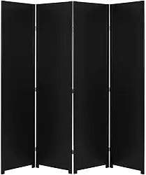 Biombo Liso Sanfonado Com Dobradiça Fechado Pintado Divisor De Ambiente Preto ou Branco Jt Home (PRETO, 4 FOLHAS DE BIOMBO)