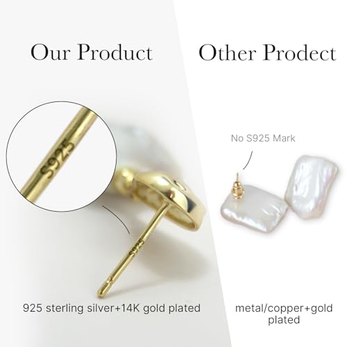 Freshwater Baroque Pearls 14K Gold Earrings for Women,Gold Hypoallergenic Drop Earrings and Hoop Earrings for Women,Charms for Jewellery Used to Daily Wear,Festival Gifts2