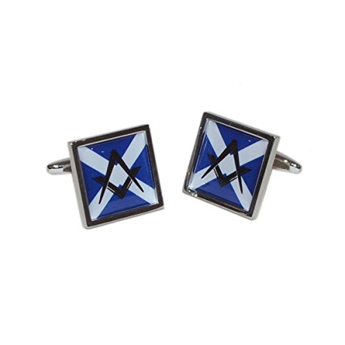 Mancuernillas Scottish Saltire Flag con diseño masónico miniatura 1