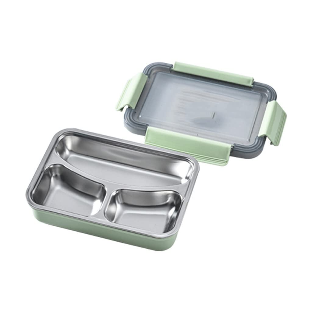 Fiambrera térmica de Acero Inoxidable 304 con Cuchara, vajilla a Prueba de Fugas para Caja Bento (Gris 21,5 * 15 * 5,5 cm)
