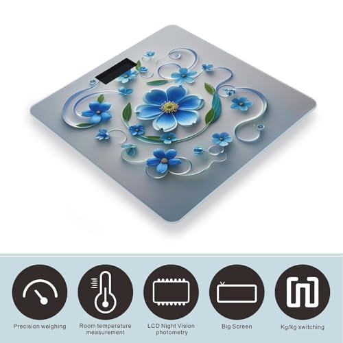 Báscula digital azul mini floral para peso corporal miniatura 3