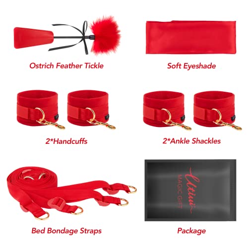 Bed Sex Bondage Kit Restraints - Utimi Upgrade Under Mattress Bed Bondage Bdsm Sets With Wrist Ankle Cuffs And Tickler Blindfold Adult Sex Toys Games For Men Women And Couples | Red #TOP5