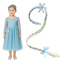 BOULESENM Mädchen Haarreif Zopf, Mädchen Perücken Haarteil, Blau Zopfband Mädchen Geflochten Langhaar Perücke Zöpfe für Mädchen Haarschmuck für Party Cosplay Kostüm