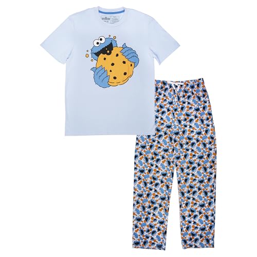Sesame Street mens Cookie Monster Lounge Set With T-shirt, Lounge Pant and Sock in Sizes S-xl