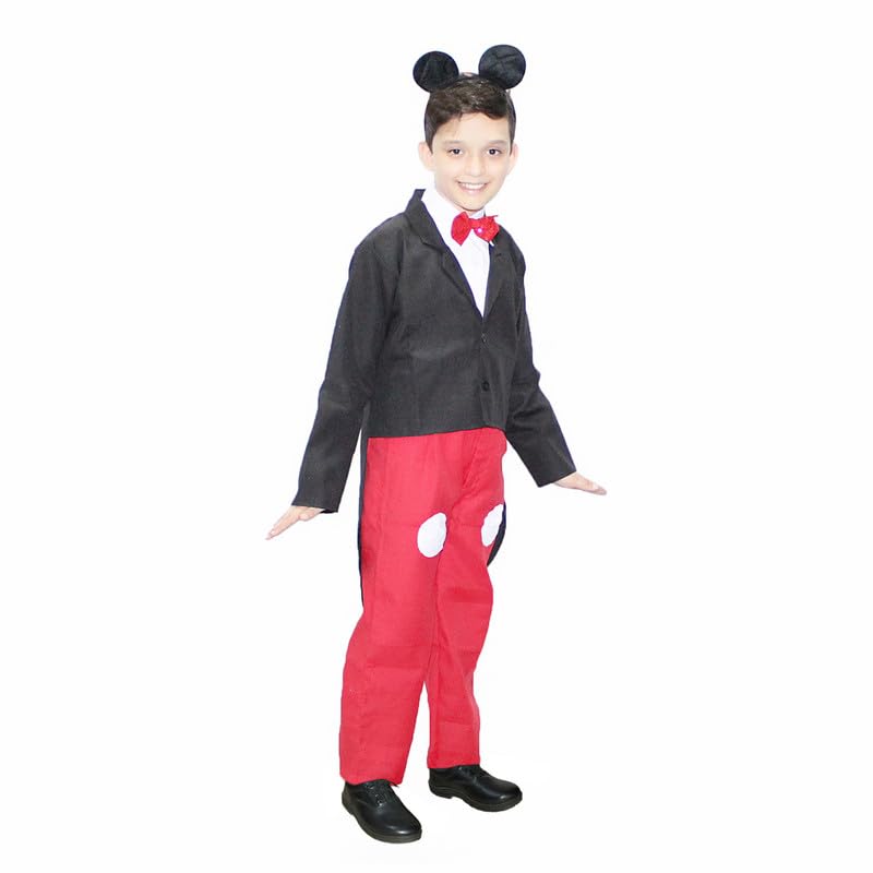 Image of Kaku Fancy Dresses Polyester Mouse Cartoon Costume Red & Black, 5-6 Years for Boys