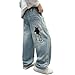 Nivne Tco Boys Baggy Jeans, Y2K Pants with Cartoon Embroidery - Fashion Loose Fit Casual Pants with Pockets for Kids. (US, Age, 12 Years, Blue)