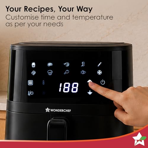 Image of Wonderchef Platinum Digital Air Fryer for Kitchen, 4.5L, 1350W, Rapid Air Technology, 10 Pre-Set Functions, Temperature and Time Control, Automatic Shut-Off, 2-Yr Warranty