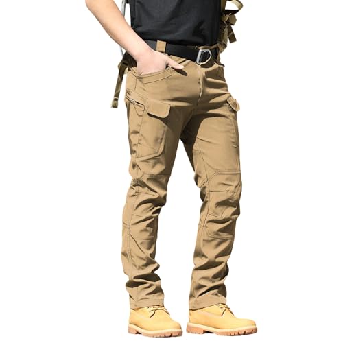 Pantalones cargo para hombre, tácticos, ligeros, resistentes al agua, para senderismo, marrón, 4XL