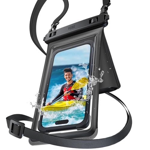 YOSH wasserdichte Handyhülle [2026 3D-Doppeltaschen], IPX8 Wasserfeste Handytasche zum Umhängen, 7,5 Zoll Unterwasser Hülle Tauchen Waterproof Phone Case für iPhone 17 16 Pro Max Samsung S26 S25 Ultra 1