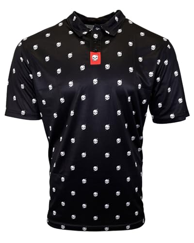 Bolt Skull Patterned Performance Polo
